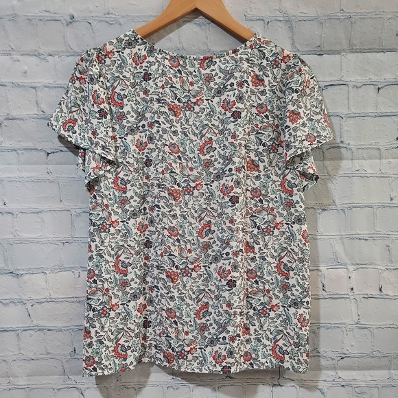 Loft Large Floral Ruffle Sleeve Button Up Top Prairie Cottagecore Office Casual - Picture 8 of 10